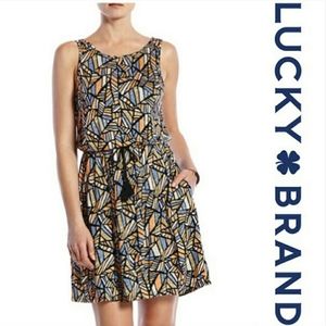 LUCKY BRAND Mosaic Print All Over Sun Dress Medium